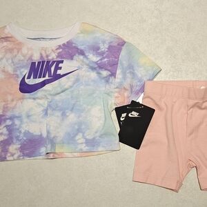 Nike Tie-Dye T-Shirt and Pink Shorts Set